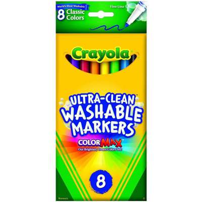 Crayola 8 Ct Ultra-Clean Fine Line Washable Markers Color Max