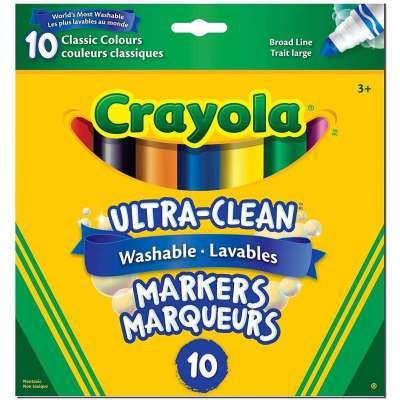 Crayola Ultra-Clean Washable Markers - 10 Classic Colours