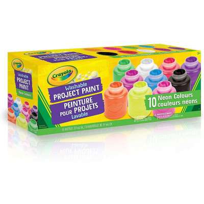Crayola Washable Project Pain - 10 Neon Colours - 59mL EA.