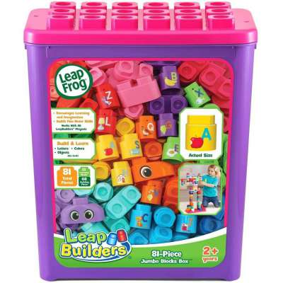 LeapFrog LeapBuilders 81-Piece Jumbo Blocks Box - Pink - English Version