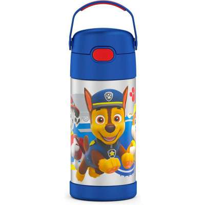 Thermos 12 Oz Stainless Steel Vacuum Insulated Kids Straw Bottle, Paw Patrol [Blue]