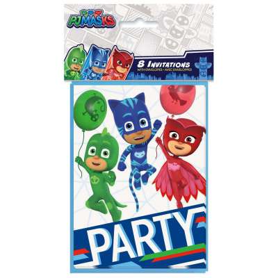 PJ Masks Birthday Party Invitations 8ct