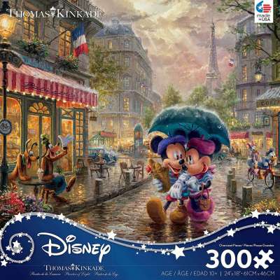 300 Pieces Jigsaw Puzzle Thomas Kinkade Disney Dreams Mickey and Minnie in Paris