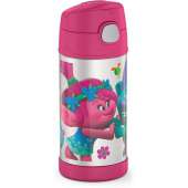 Thermos 12 Ounce Stainless Steel Vacuum Insulated Kids Straw Bottle, Trolls